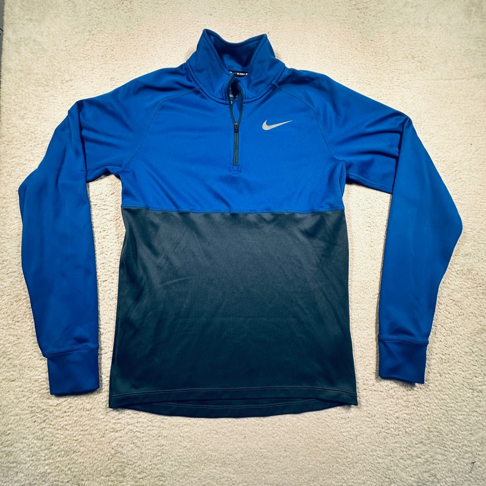 Nike Quarter Zip Pullover Mens Medium Blue Grey Dri-FIT Running Training Top